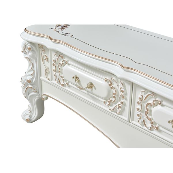 Solid Wood Resin European Style Coffee Table Cabinet