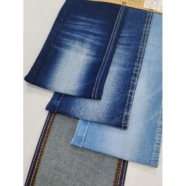 75%Cotton Vertical Bamboo Yarn Stretch 9.1oz Denim Fabric 10S For Lady Jeans