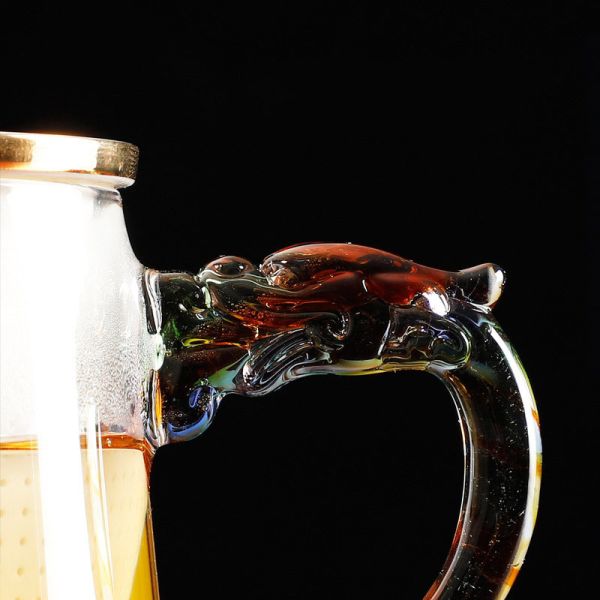 Cadmium Free 450ml Clear Ceramic Filter Glass Tea Cup