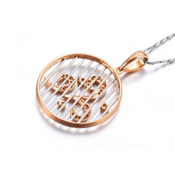 New Design 18K Rose Gold White Gold Two Tone Round Charm Necklace (GDN006)