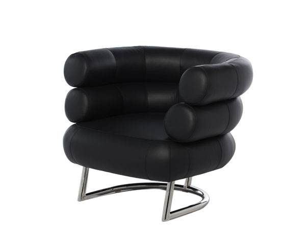 Retro Leather Eileen Gray Bibendum Chair , Black Mid Century Modern Furniture