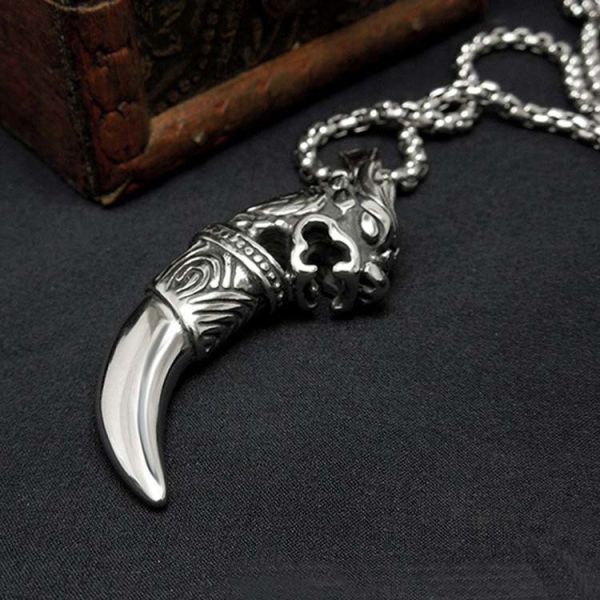 Titanium Stainless Steel Pendant Necklace Dragon Cobbra Wolf Tooth Style(SP183)