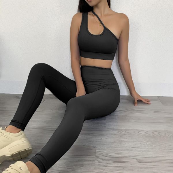 Oem Factory Manufacturer Custom Logo GYM Fitness Leggings Blue Summer Fitness Yoga Suit