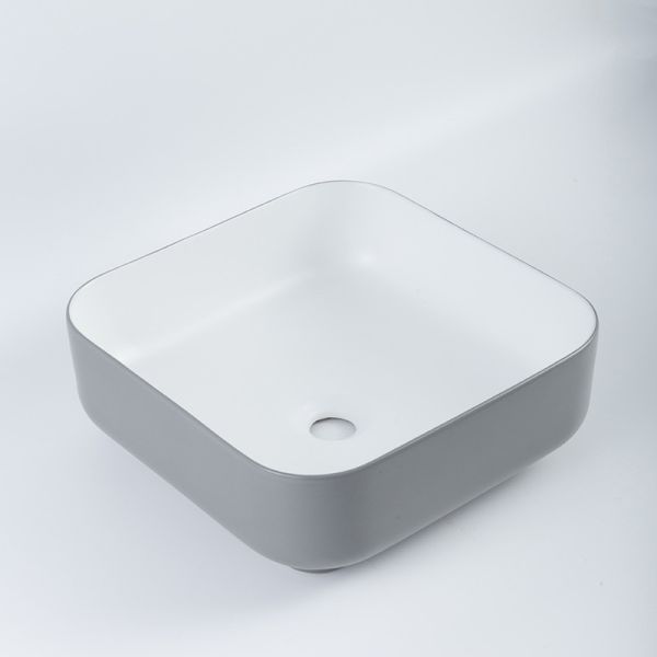 Non-Porous Surface Counter Top Bathroom Sink Symmetrical Square Wash Basin