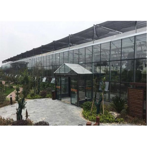 Customized Agricultural Glass Greenhouse 3m - 6m Side Height Stable Structure