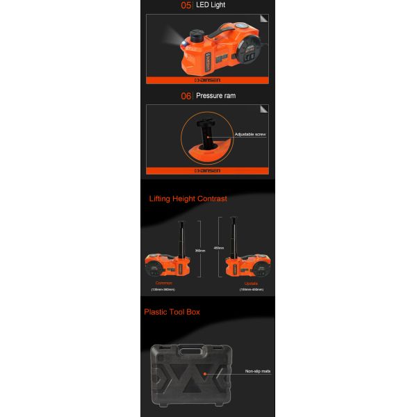 5T 12V Electric Hydraulic Car Jack With Digital Meter Double Cylinder Air Pump