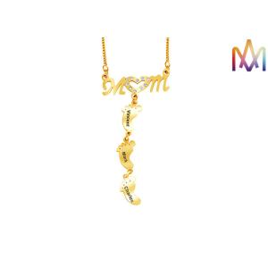 China 6.5g Baby Footprint Stainless Steel Womens Engraved Necklace on sale