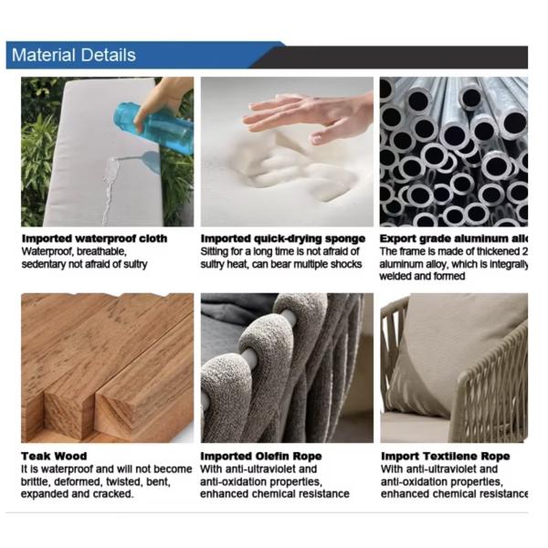 PE Rattan Teak Wood Hotel Poolside Coffee Furniture Set Sofa Outdoor For Villa Garden