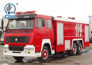 Quality 14m3 Water Tank Fire Fighting Trucks , Sinotruk Howo Fire Engine Truck Euro II Engine Red Color wholesale