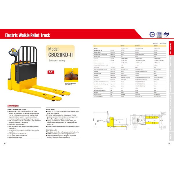 1.8 Ton 2 Ton Electric Walkie Rider Pallet Truck Trolley with Optional Backrest Steering EPS