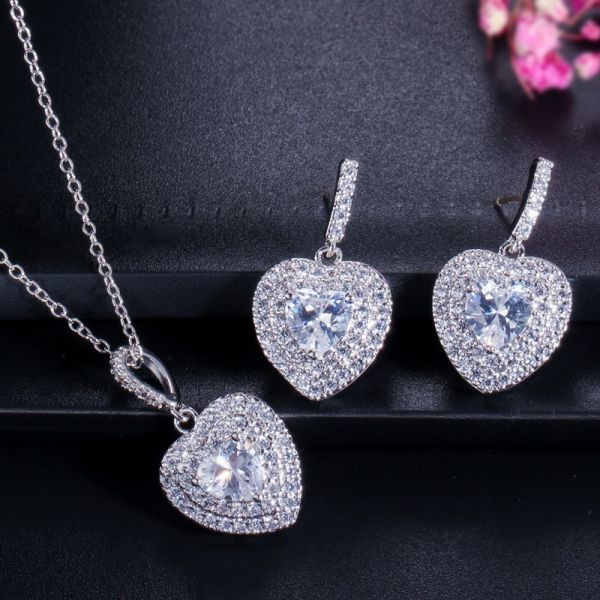Fashion Silver Color Jewelry Sets Bridal Necklace Earrings Bracelet Wedding Crystal Women Fashion Rhinestone Jewelry