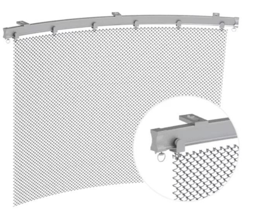 Graphite black Aluminium Chain Link Wire Mesh coil Curtain ceiling for Hotel or restaurant interior architectural decoration