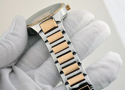 Side Wrapped Band Stainless Steel Ladies Watch Water Resistant IP Two Tone Plating