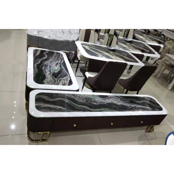 Artificial Marble Material Nordic Style Tv Stand , Coffee Table Tv Cabinet Set