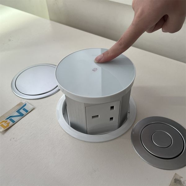 USB A+C Fast Charging Wireless Charger 3 Power Outlets Pop-Up Desktop Kitchen Socket UK Plug Standards Tabletop