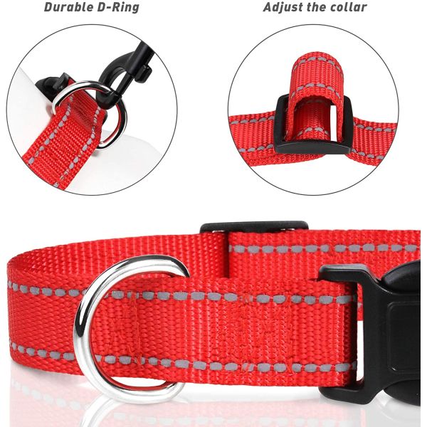 Stylish Nylon Pet Collar Rust Resistant Waterproof Reflective Dog Collars