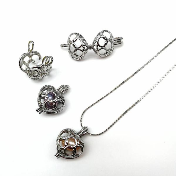 Fashion Wish Pearl Pendant Necklace Natural Oyster Gift Love Heart Cage Holder Chokers Necklace For Women Jewelry