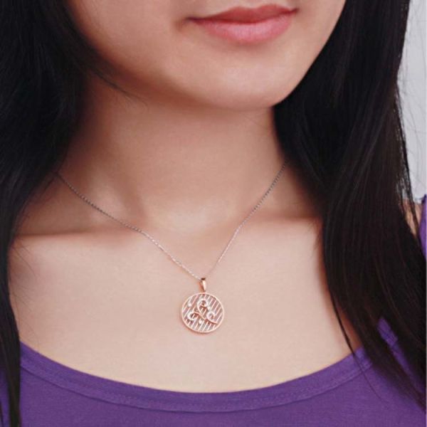 New Design 18K Rose Gold White Gold Two Tone Round Charm Necklace (GDN006)