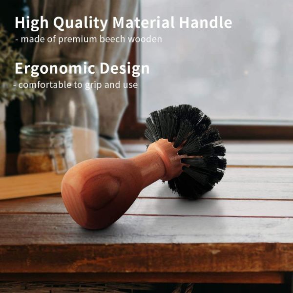 Wooden Handle Coffee Household Cleaning Brush 9.4x5.8cm
