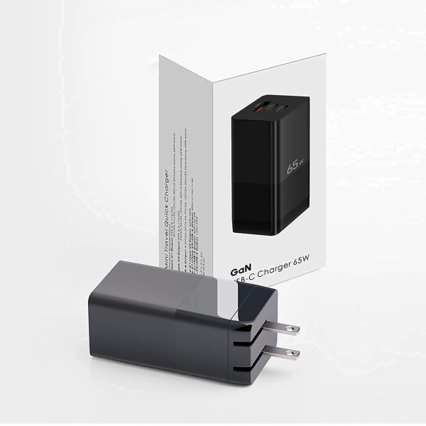GaN 3 Port USB C Charger 65W PD 3.0 Wall Charger Block Adapter Compatible With IPhone 12