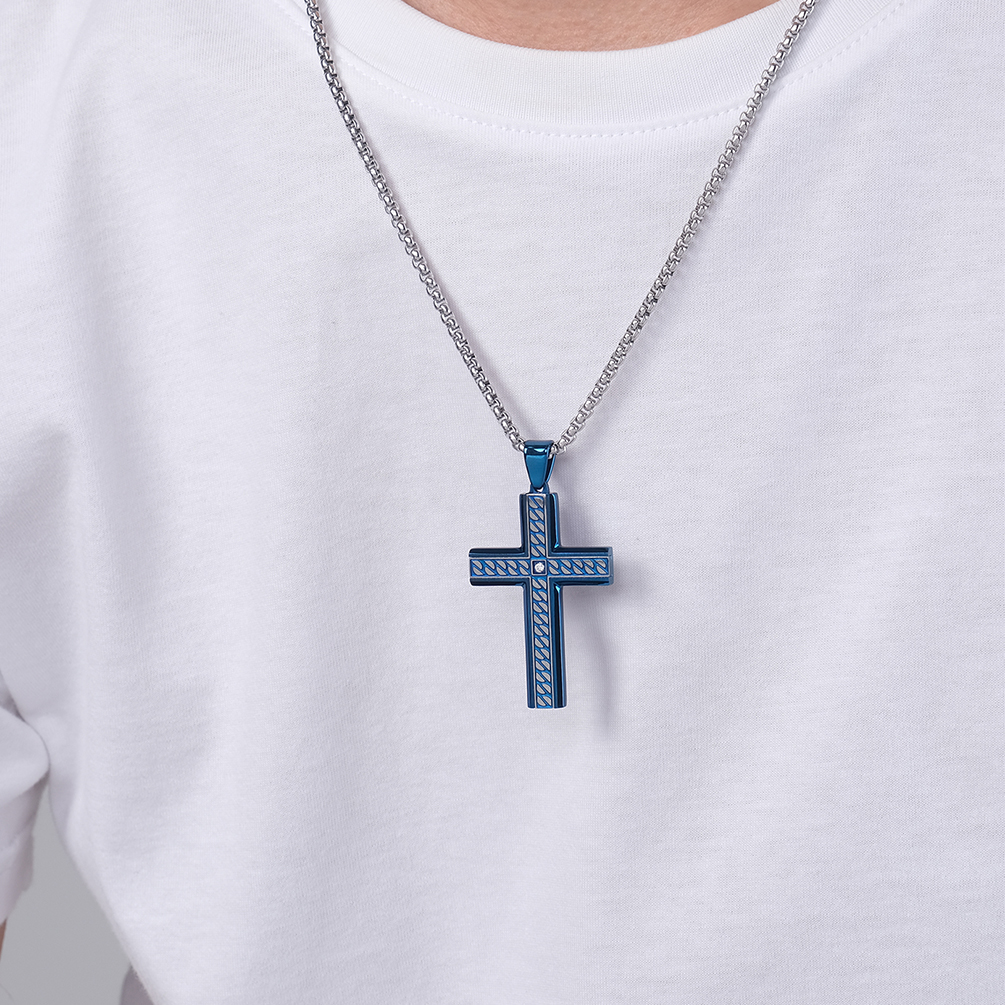 Custom Logo Cross Pendant Necklace in Stainless Steel Gold Plated for Christian Religious Jewelry