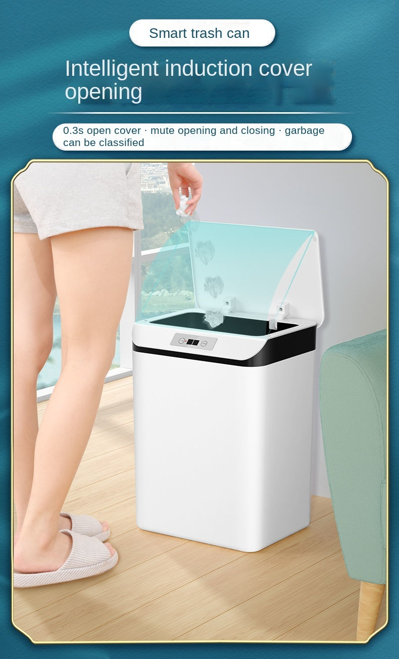 Intelligent Inductive Household Bedroom Living Room Toilet Toilet with Cover Creative Automatic Electric Induction Garbage Can