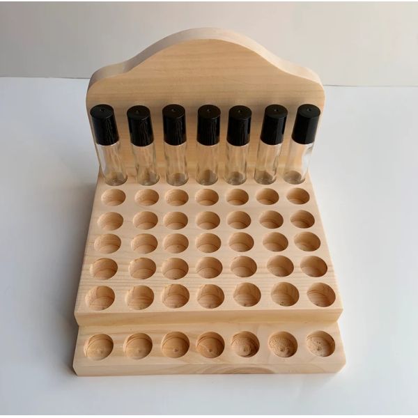 Bottle Wood Display Wooden Essential Oil Holder Roll On Multi Level Wood Display for Bottle