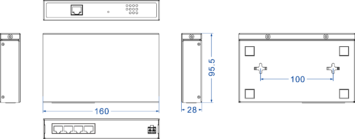 4 Serial Ports Modbus Ethernet Gateway 9/12~48VDC Input Power CE Certificated