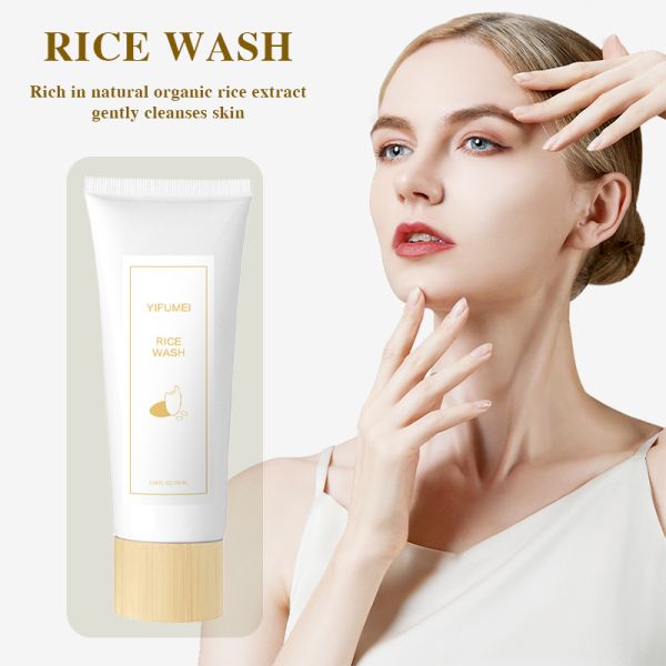 Natural Organic Rice Cleansing Foam Wash Deep Cleanse Facial Pore Soothing Moisturizing Anti Acne Exfoliating Face Cleanser