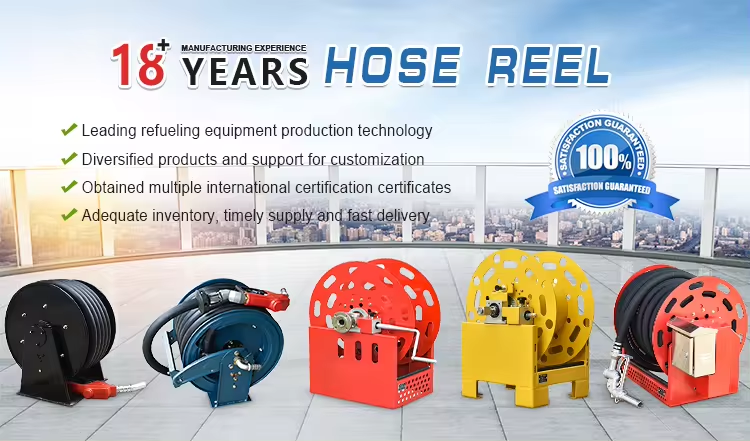 Certificate Customized 3/4inch 50 Meters Oil Hose Reel Manual and Power Rewind Electric Automatic Retractable Fuel Hose Reel