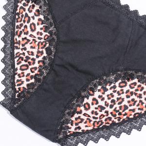 Quality Cotton Leak Proof Period Underwear Leopard S-4XL Plus Size Menstrual Panties wholesale