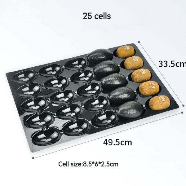 24 40 hole fruit tray plastic black PP PET display apple plastic tray