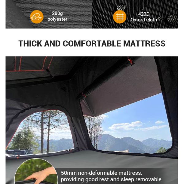 2.3m Car Roof Tent Camping 300gsm Polyester Hard Shell Ladder For SUV Van