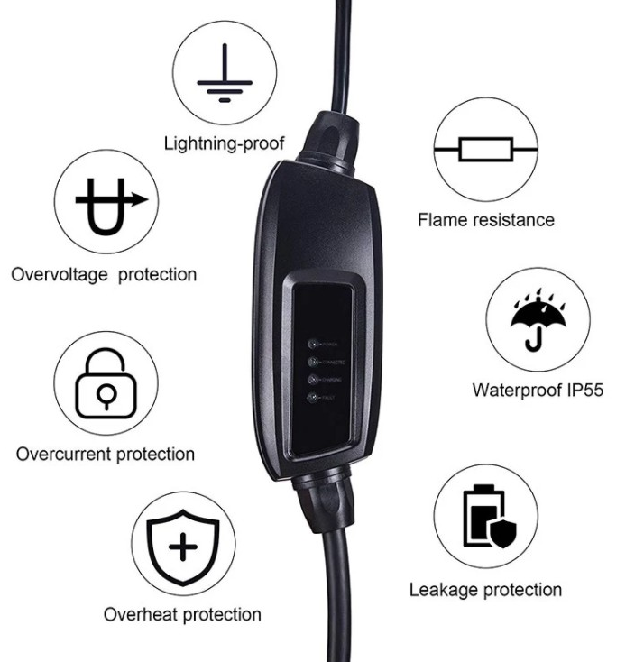 IEC 62196 Type 2 Portable Charger 16A 250V 3.6kW With Schuko Plug Duosida