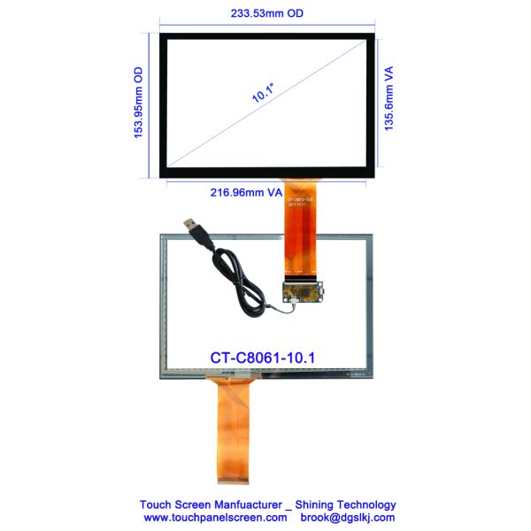 10.1 inch capacitive touch screen with USB interface - CT-C8061 Multi Touch USB 2.0 Capacitive Touch Panel For Open Frame Industrial Displays