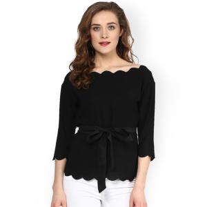 China Women Fashionable Black Scalloped Top on sale