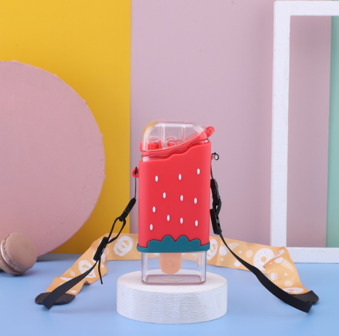 Kids Cute Ice Cream Shaped Water Bottle Cup With Straw 10OZ