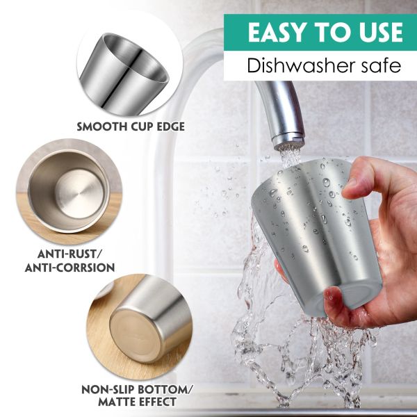 4 Pieces Stackable Stainless Steel Kids Tumblers Sturdy And User Friendly Metal Cups For School And Picnics