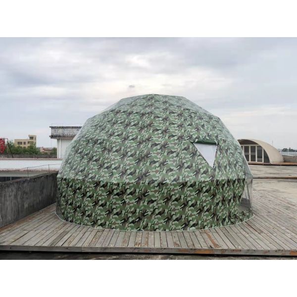 Camouflage Outdoor Hotel Steel 5M Geodesic Dome Tent UV Resistance Dome Camping Tent