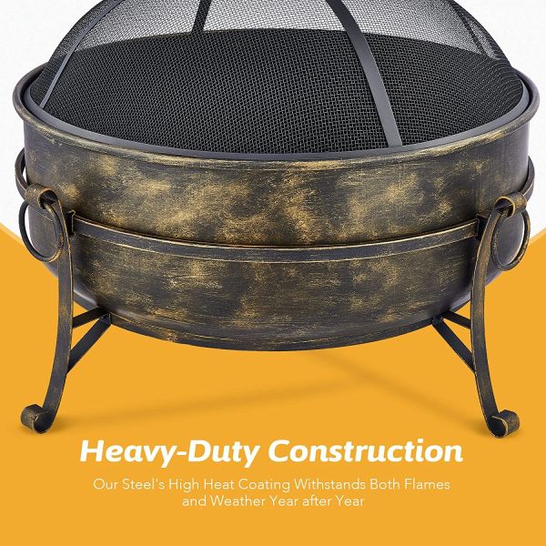 31" Charcoal Burning Fire Pit Bowl Grill BBQ All Season