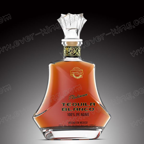 750ML New Design Tequila Glass Bottle With Glass Lid