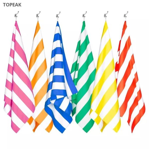 Beach Striped Microfiber Towels Large For Adults Yellow 30" X 60"