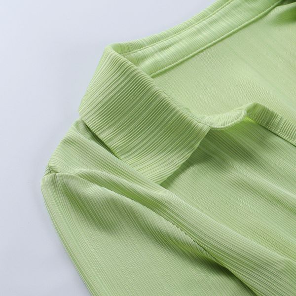 Green Sexy Long Sleeve Mini Dress High Waist V Neck