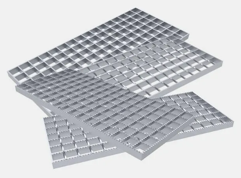 Steel Grating Stair Treads with Non-Slip Stair Nosing Industrial Galvanized