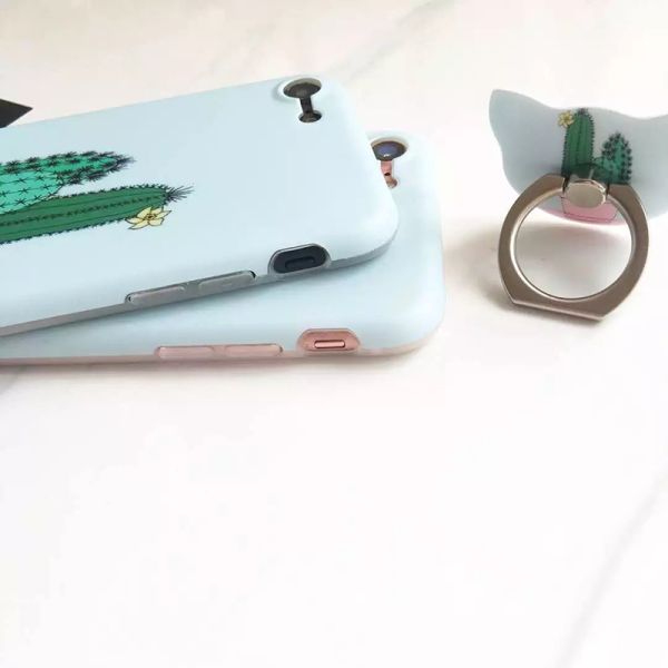 IMD Simple Fresh Pattern Style with Cartoon Ring Buckle Back Cover Cell Phone Case For iPhone 7 6s Plus