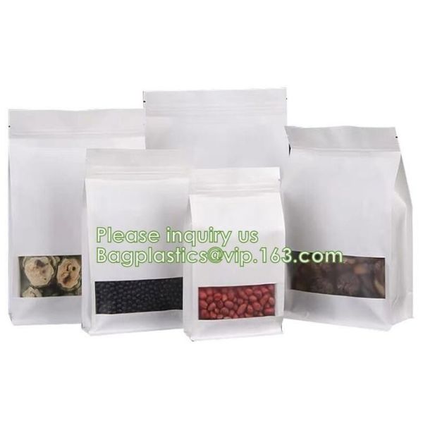 Biodegradale Compostable Packaging Roll Film Slide Zipper Garment Bag Food Packing Bag 3 side seal bag Kraft Paper Bag