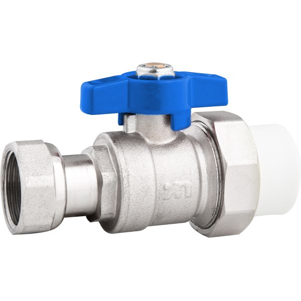 5201B Gas Stove Valve Brass Ball Valve DN15 DN20 for Tap Water Supply with PP-R Adapter x Flexible Female Threaded Nut