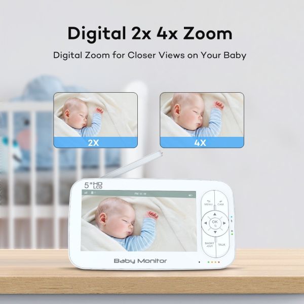 Split Screen Supported Smart Baby Monitor with RF 2.4GHz FHSS Communication Interface and Up To 4 Cameras