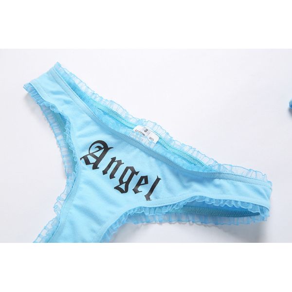 Two Piece Sexy Girls Angel Underwear Set Black Letter Printing