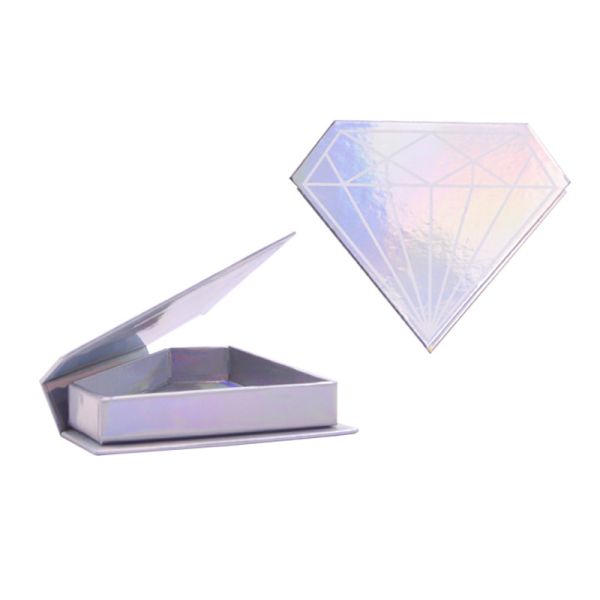 CMYK Printing Diamond Eyelash Box , Creative Eyelash Packaging Laser Silver Cardboard